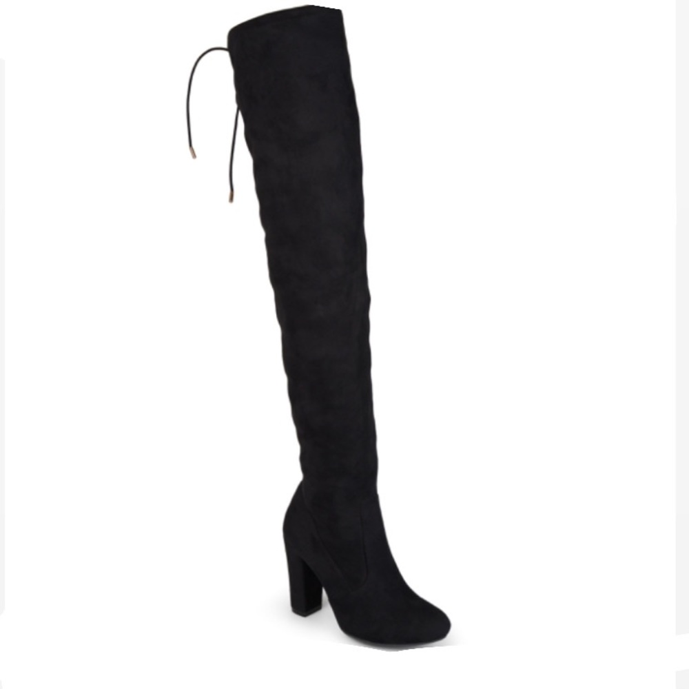 Black over the knee heeled boots